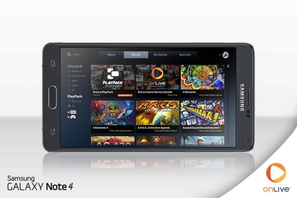 A most megjelent Samsung Galaxy Note 4 tulajdonosai 3 hónapos hozzáférést kapnak az OnLive online játékcsatornához, ahol a legújabb számítógépes játékokkal játszhatnak, mint pl. a Lego Movie vagy a Sints Row 4.