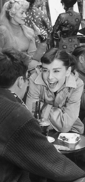 7th July 1956:  Actress Audrey Hepburn (1929 - 1993) relaxing during a break in the shooting of  the Paramount musical 'Funny Face'.  (Photo by Bert Hardy/Picture Post/Getty Images)