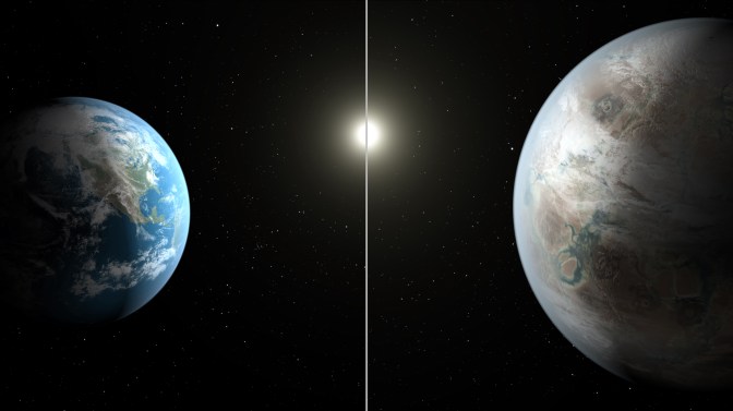 A Földet és a Kepler 452/b bolygót összehasonlító kép