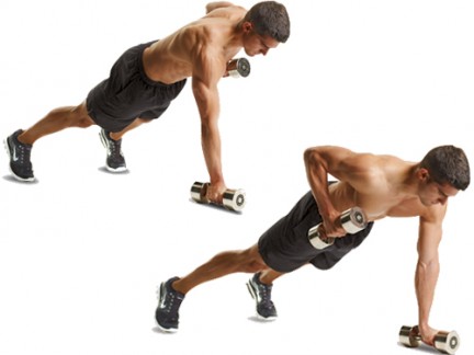 Emeld fel a súlyzó a jobb kezeddel, a mellkasod oldalához, majd engedd le a padlóra. Most jöjjön ugyanez a bal kezeddel.