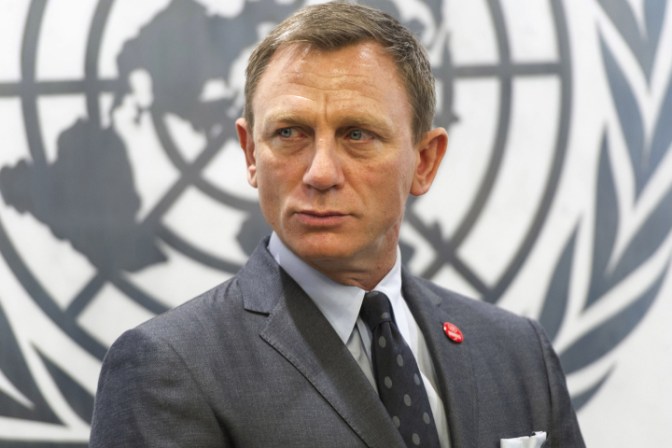 AP10ThingsToSee - In this photo provided by the United Nations, actor Daniel Craig appears at the U.N. headquarters on Tuesday, April 14, 2015, were he was designated a UN Global Advocate for the Elimination of  Mines and Explosive Hazards. (Mark Garten/United Nations via AP)