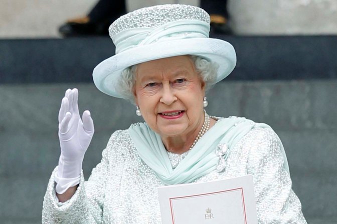 Britain's Queen Elizabeth II waves as sh