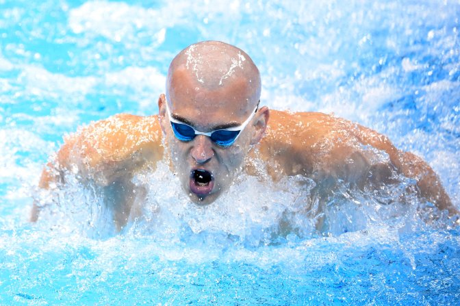 Rio de Janeiro, 2016. augusztus 9. Cseh László a férfi 200 méteres pillangóúszás elõdöntõjében a riói nyári olimpián a Rio de Janeiró-i Olimpiai Uszodában 2016. augusztus 8-án. Az úszó elsõként ért célba és bekerült a döntõbe. MTI Fotó: Kovács Tamás