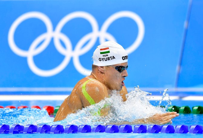 Rio de Janeiro, 2016. augusztus 4. Gyurta Dániel úszó edz a Rio de Janeiró-i Olimpiai Uszodában 2016. augusztus 4-én, egy nappal a riói nyári olimpia kezdete elõtt. MTI Fotó: Illyés Tibor